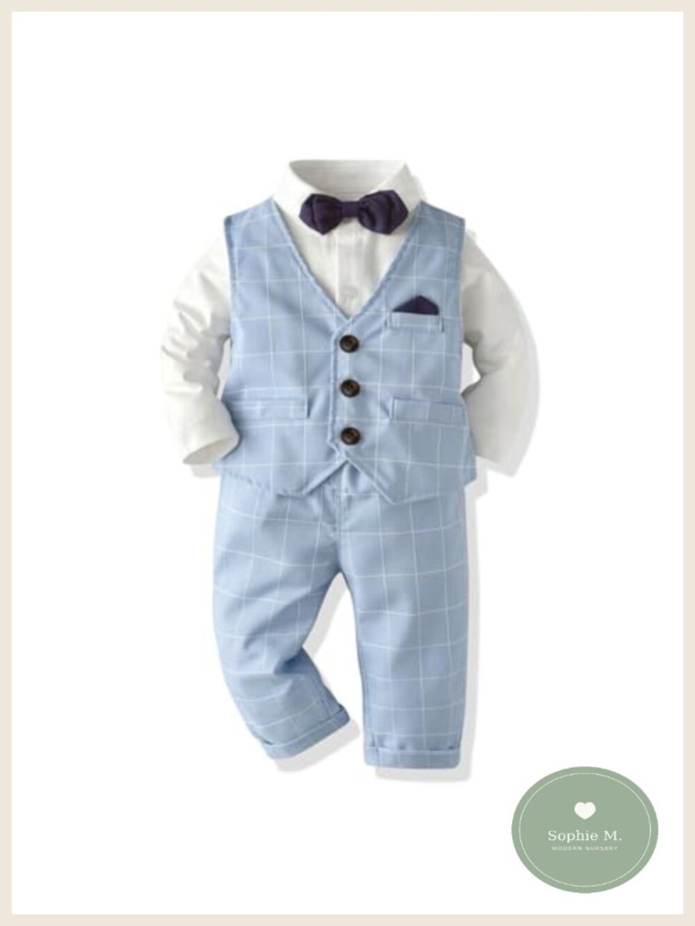 Toddler Boy Formal Suit Vest Shirt Pants Bowtie Wedding Outfit